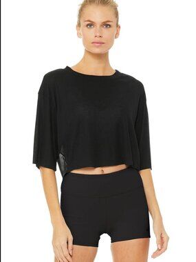 Alo Yoga Abyss Short Sleeve Top in Black